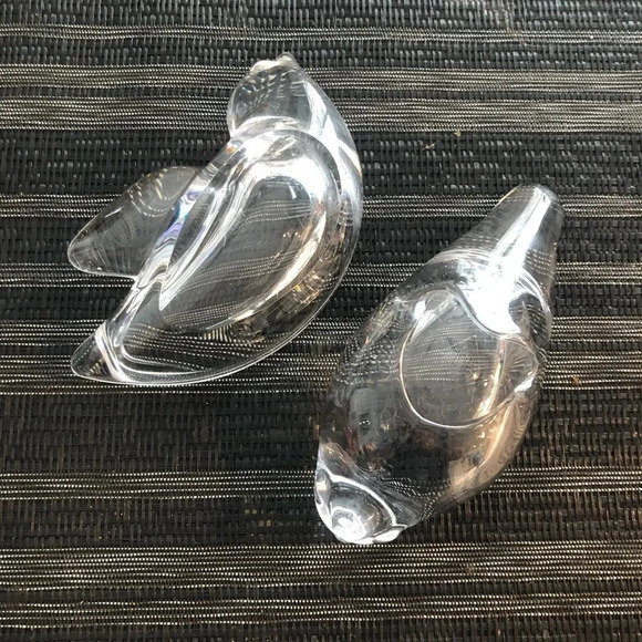 PAIR FRENCH Vintage Cristalleries de Vannes-le-Châtel Crystal Bird Trinket Bowls - Picture 2 of 8